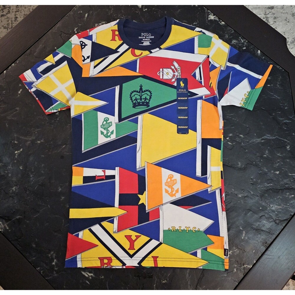 Polo Ralph Lauren Burgee Flag Print Pajama Shirt NWT XS Yacht Club RLYC Tee Top